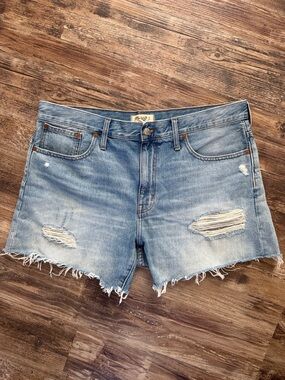 Madewell Relaxed Mid-Length Denim Shorts Steenwick Wash Ripped Edition Size 32